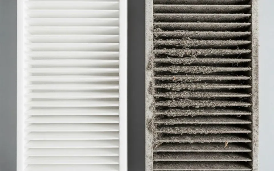 New and dirty air filters side by side