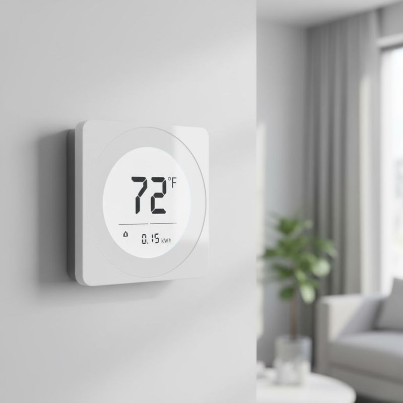 Wall thermostat displaying the room temperature